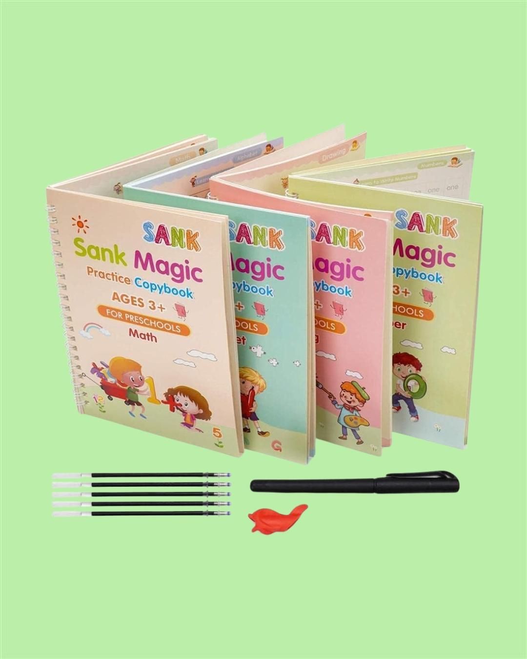 Reusable Tracing Book Set for Kids (Age 3+) - Learn Letters, Numbers, and Shapes