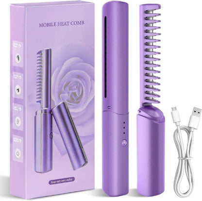 Cordless Mini Hair Straightener Hot Comb