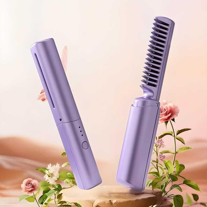 Cordless Mini Hair Straightener Hot Comb