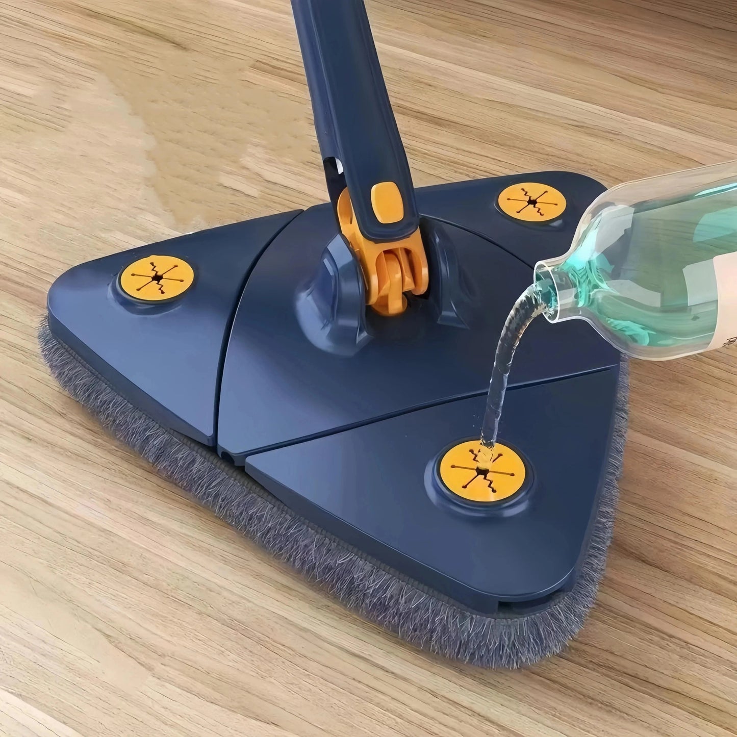 360° Rotating Triangle Mop – Stainless Steel Handle, Adjustable & Squeeze-Free for Effortless Wet/Dry Cleaning of Floors, Ceilings & Glass