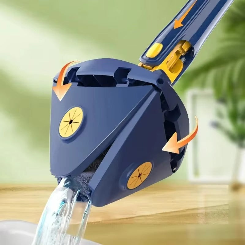 360° Rotating Triangle Mop – Stainless Steel Handle, Adjustable & Squeeze-Free for Effortless Wet/Dry Cleaning of Floors, Ceilings & Glass